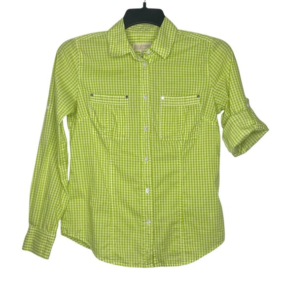 Michael Michael Kors Shirt Size Small Checkered Adjustable Sleeve Button Up - Picture 2 of 6